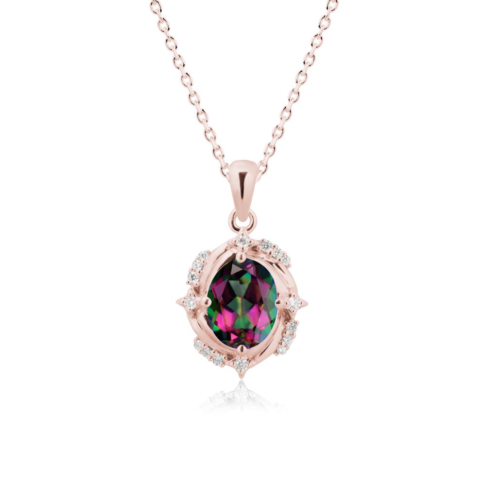 Oval Mystic Topaz Shooting Star Pendant Necklace - LUO Jewelry #metal_18k rose gold