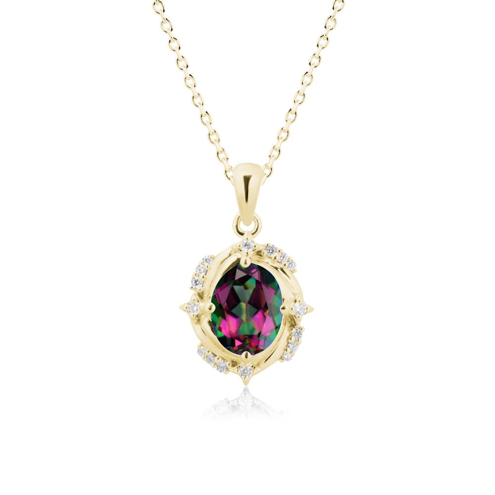 Oval Mystic Topaz Shooting Star Pendant Necklace - LUO Jewelry #metal_18k yellow gold