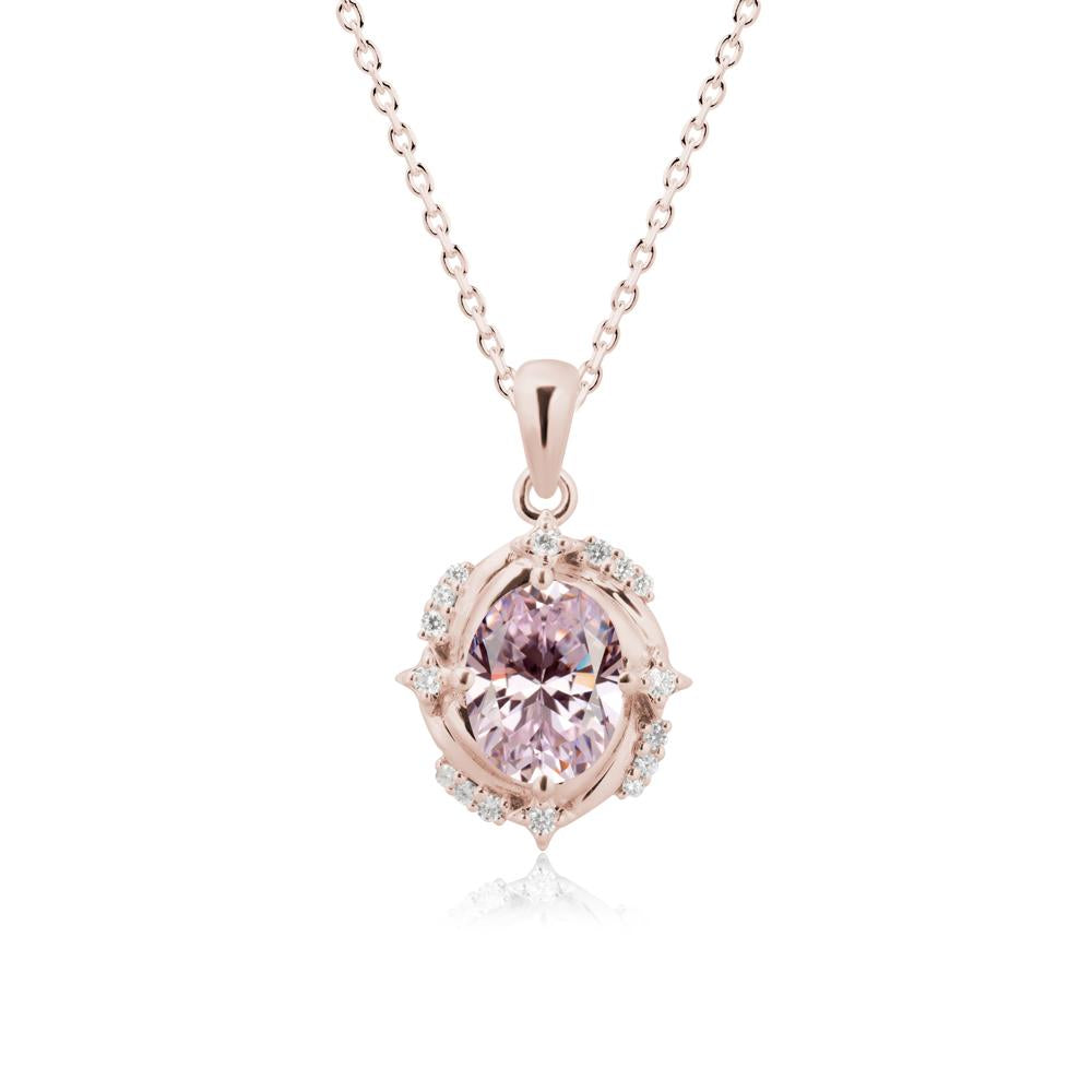 Celestial Style Oval Pink Cubic Zirconia Necklace - LUO Jewelry #metal_14k rose gold