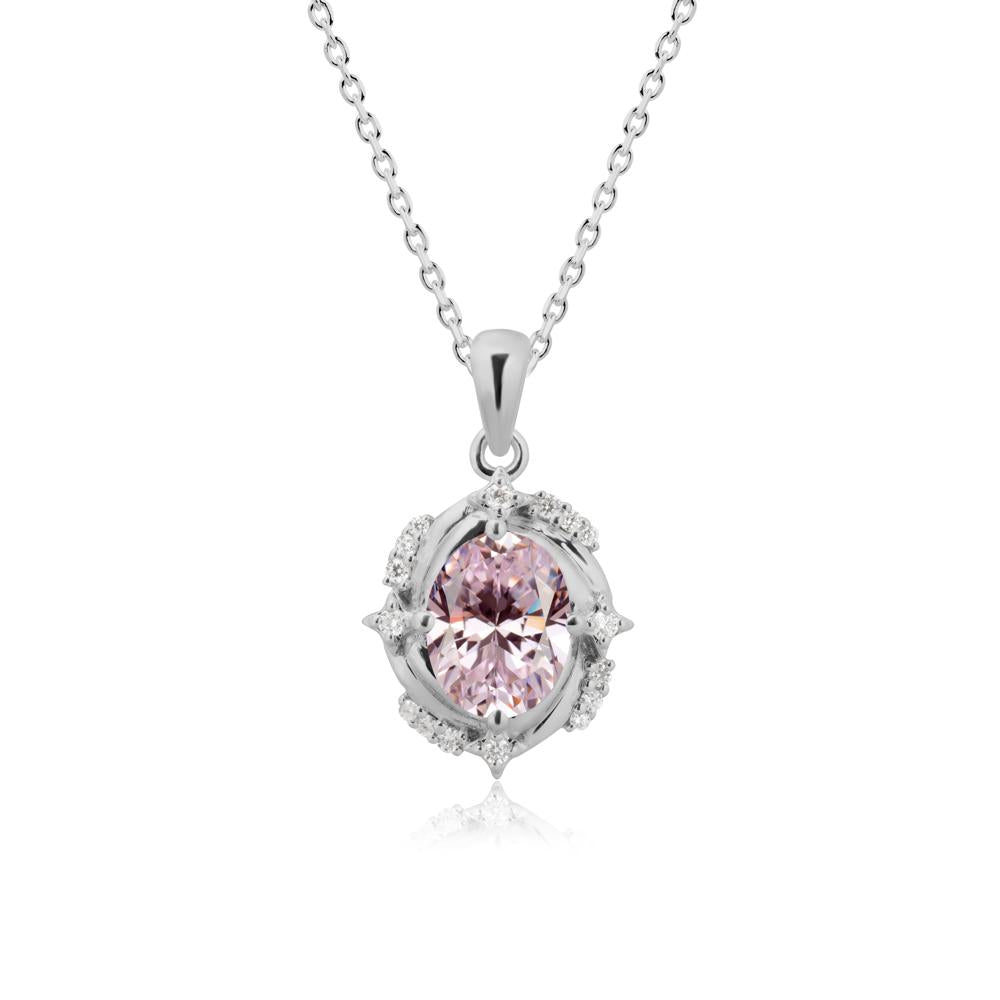 Celestial Style Oval Pink Cubic Zirconia Necklace - LUO Jewelry #metal_platinum