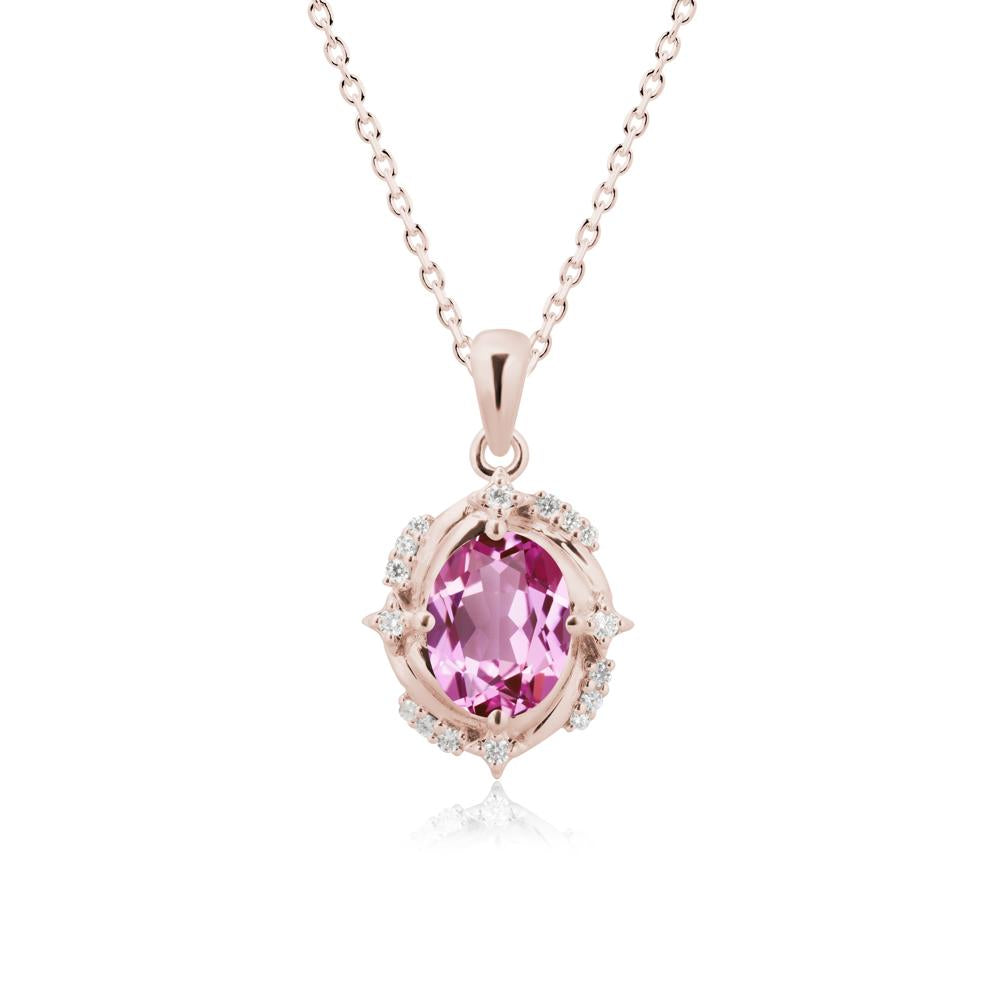 Celestial Style Oval Pink Sapphire Necklace - LUO Jewelry #metal_14k rose gold