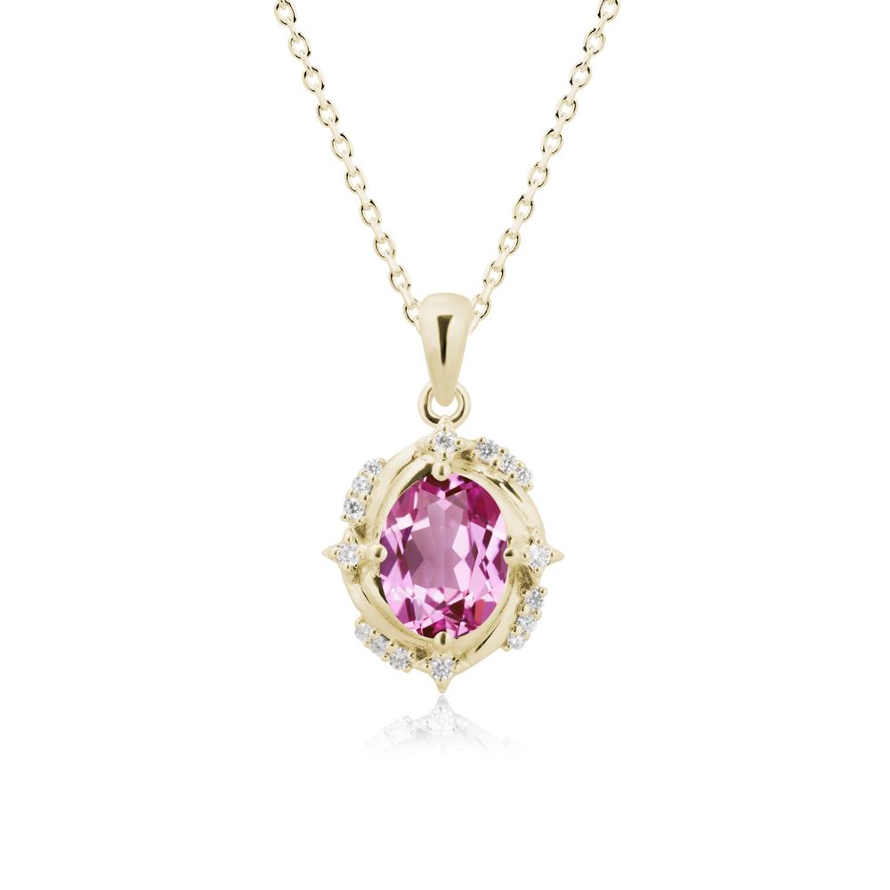 Celestial Style Oval Pink Sapphire Necklace - LUO Jewelry #metal_14k yellow gold