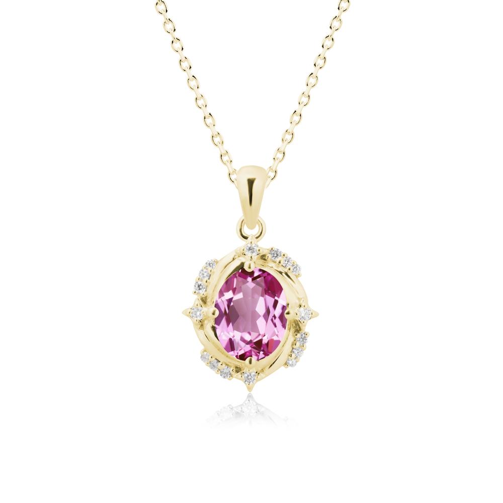 Celestial Style Oval Pink Sapphire Necklace - LUO Jewelry #metal_18k yellow gold