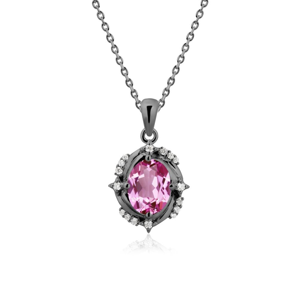 Celestial Style Oval Pink Sapphire Necklace - LUO Jewelry #metal_black finish sterling silver
