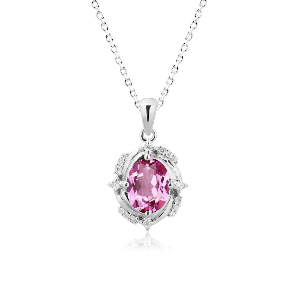 Celestial Style Oval Pink Sapphire Necklace - LUO Jewelry #metal_sterling silver