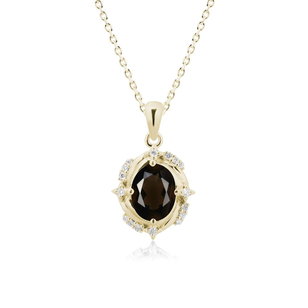 Celestial Style Oval Smoky Quartz Necklace - LUO Jewelry #metal_14k yellow gold