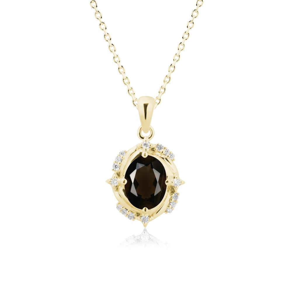Celestial Style Oval Smoky Quartz Necklace - LUO Jewelry #metal_18k yellow gold