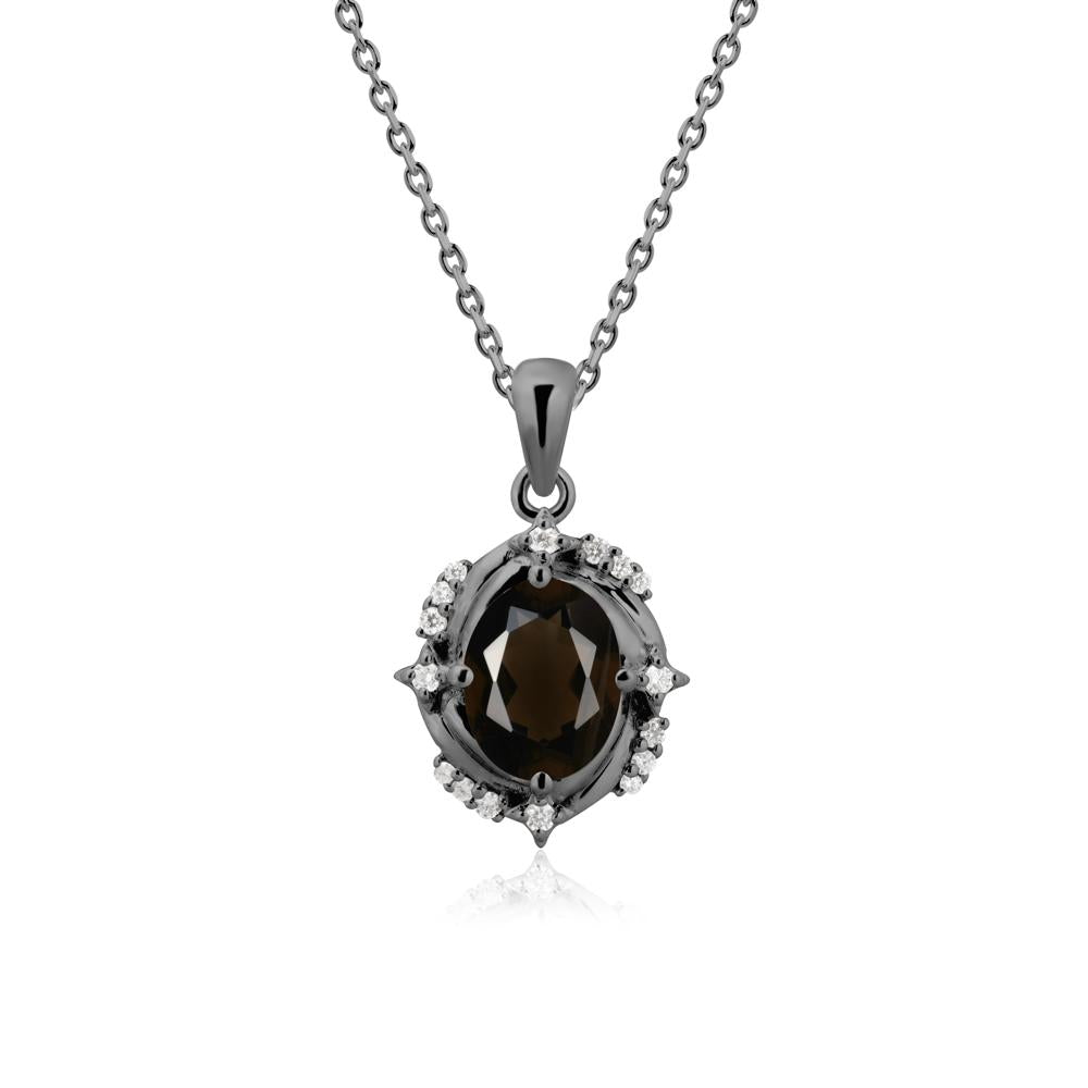 Celestial Style Oval Smoky Quartz Necklace - LUO Jewelry #metal_black finish sterling silver