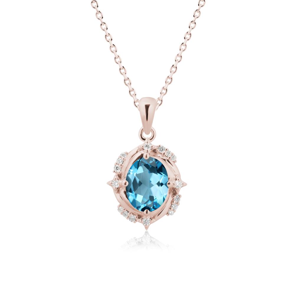 Swiss Blue Topaz Shooting Star Necklace - LUO Jewelry #metal_14k rose gold