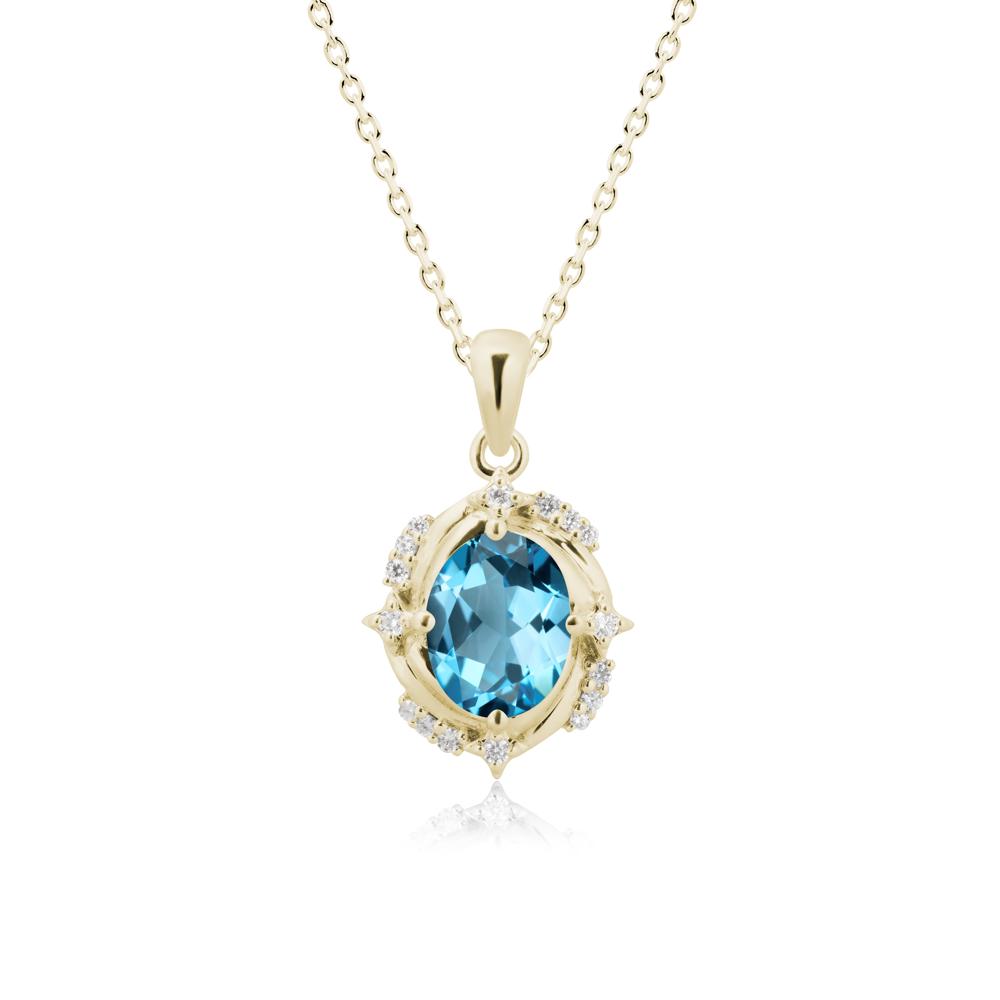 Swiss Blue Topaz Shooting Star Necklace - LUO Jewelry #metal_14k yellow gold