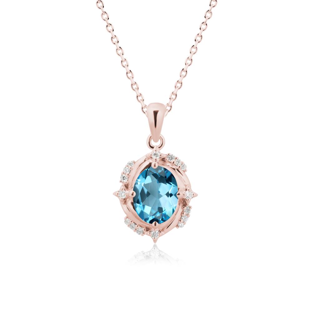Swiss Blue Topaz Shooting Star Necklace - LUO Jewelry #metal_18k rose gold