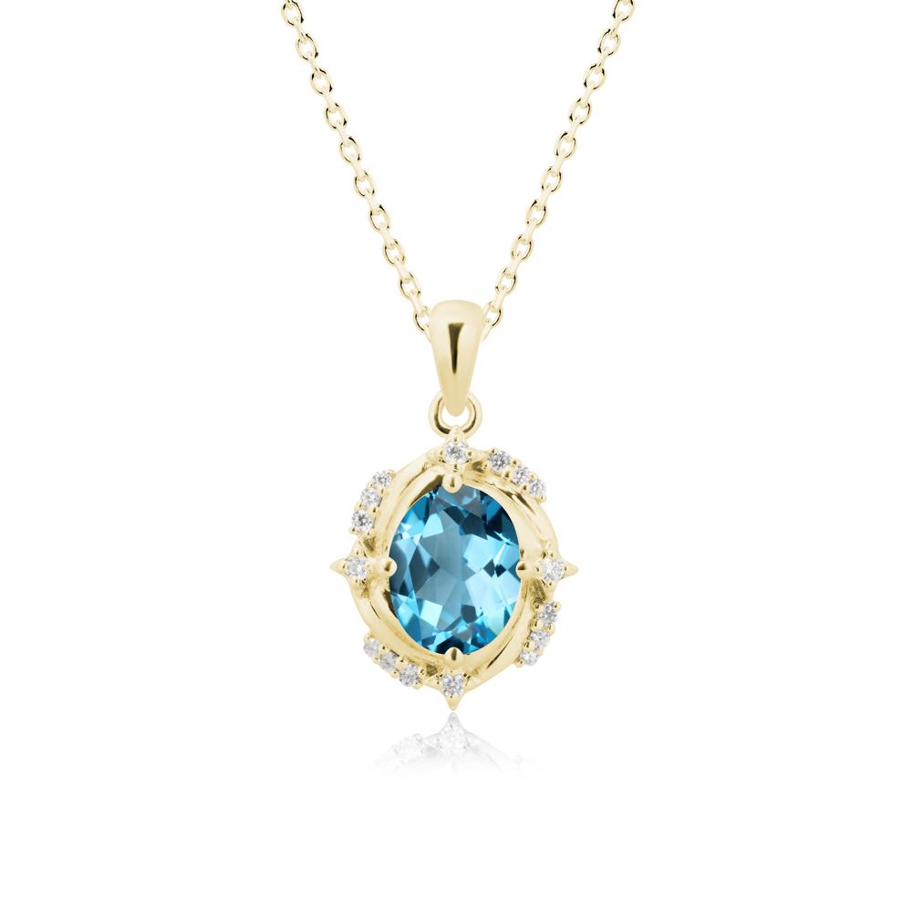 Swiss Blue Topaz Shooting Star Necklace - LUO Jewelry #metal_18k yellow gold