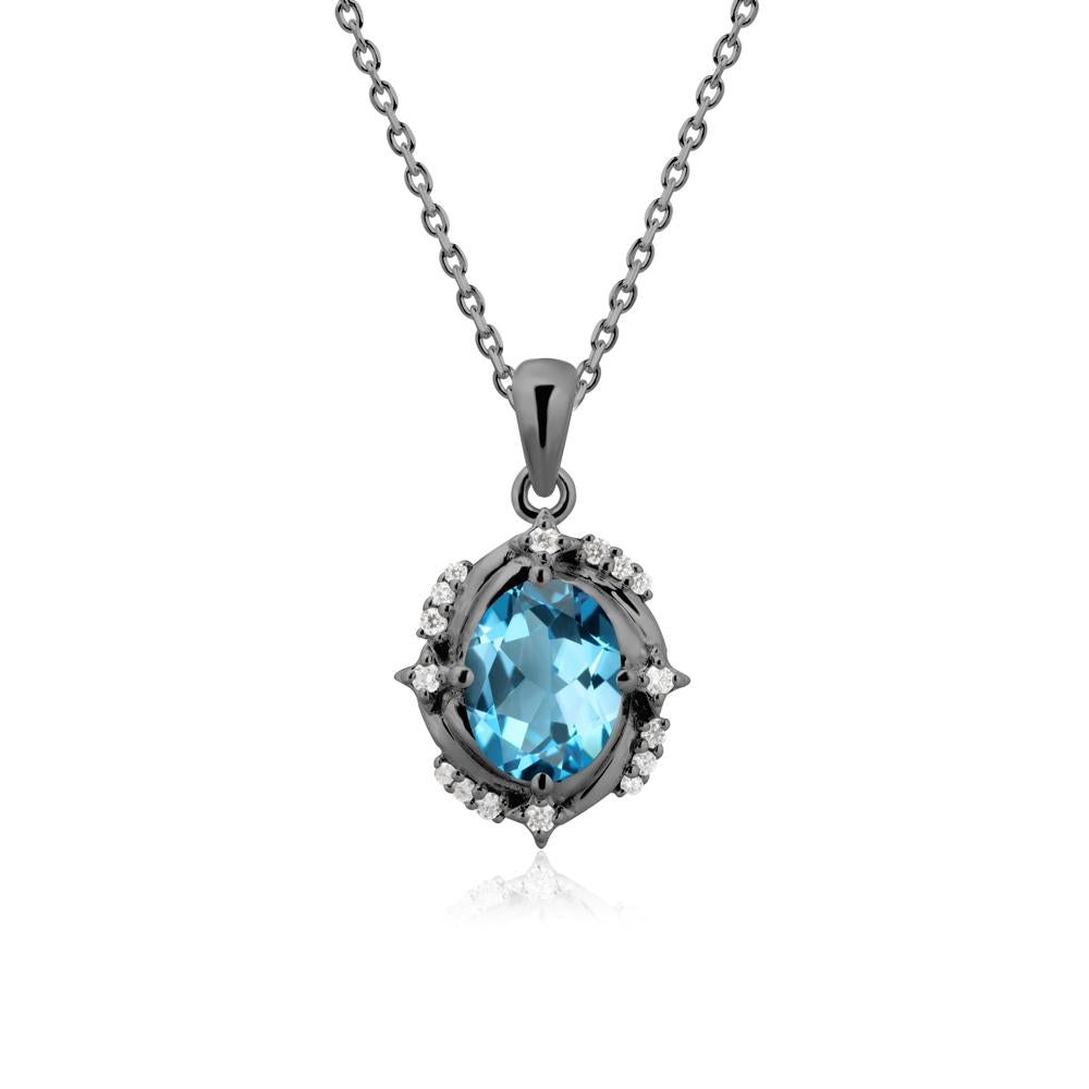 Swiss Blue Topaz Shooting Star Necklace - LUO Jewelry #metal_black finish sterling silver