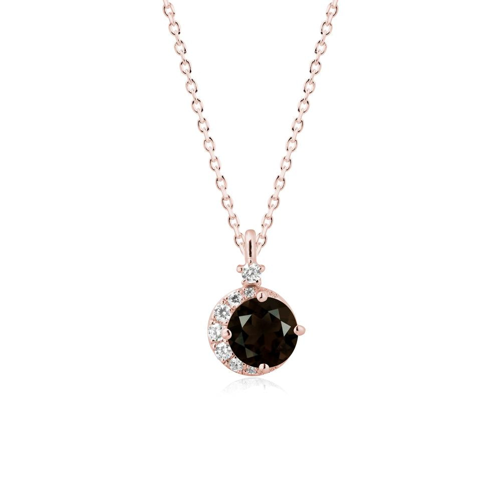 Round Smoky Quartz Crescent Pendant Necklace - LUO Jewelry #metal_18k rose gold