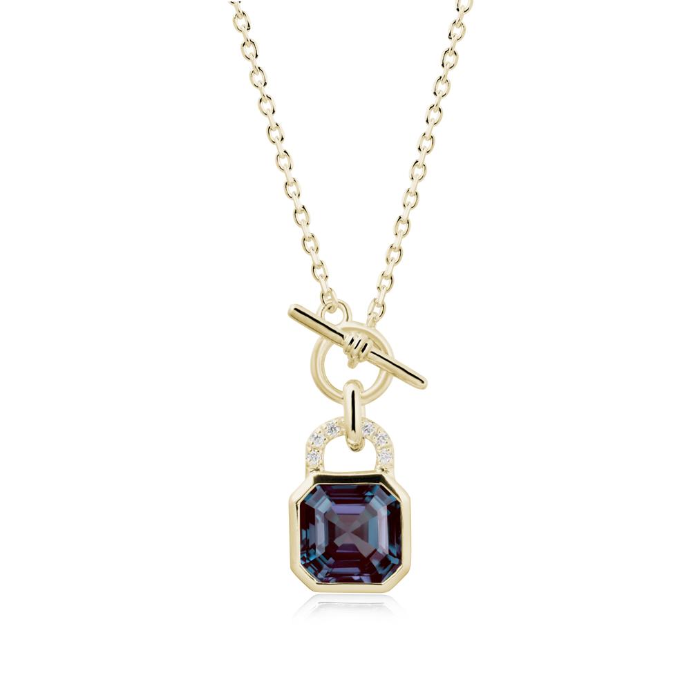 Bezel Alexandrite Toggle Necklace - LUO Jewelry #metal_14k yellow gold