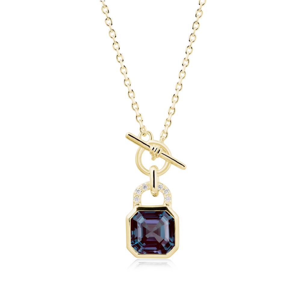 Bezel Alexandrite Toggle Necklace - LUO Jewelry #metal_18k yellow gold