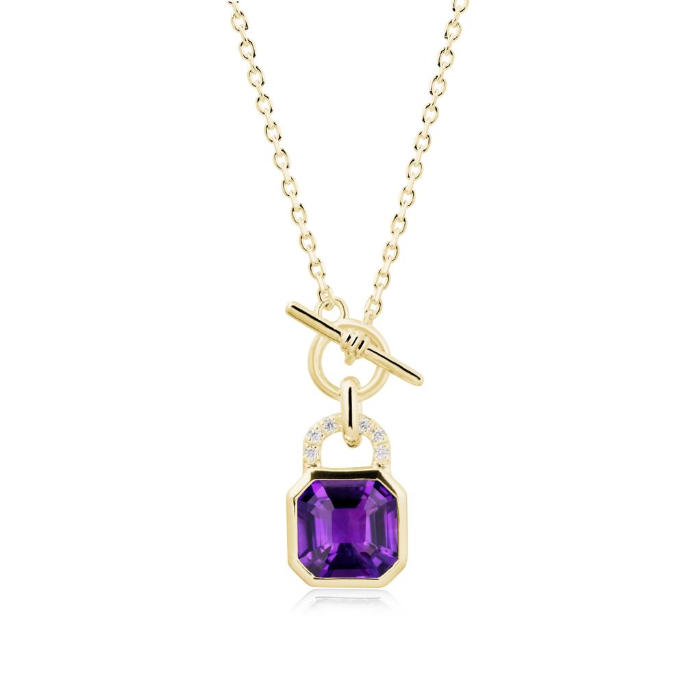 Amethyst Lock Pendant Necklace with Openable Toggle - LUO Jewelry #metal_18k yellow gold