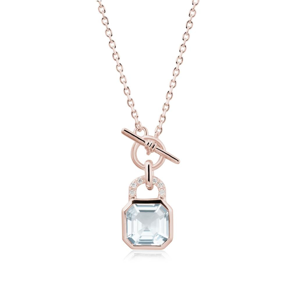 Openable Lock Aquamarine Pendant Necklace - LUO Jewelry #metal_14k rose gold