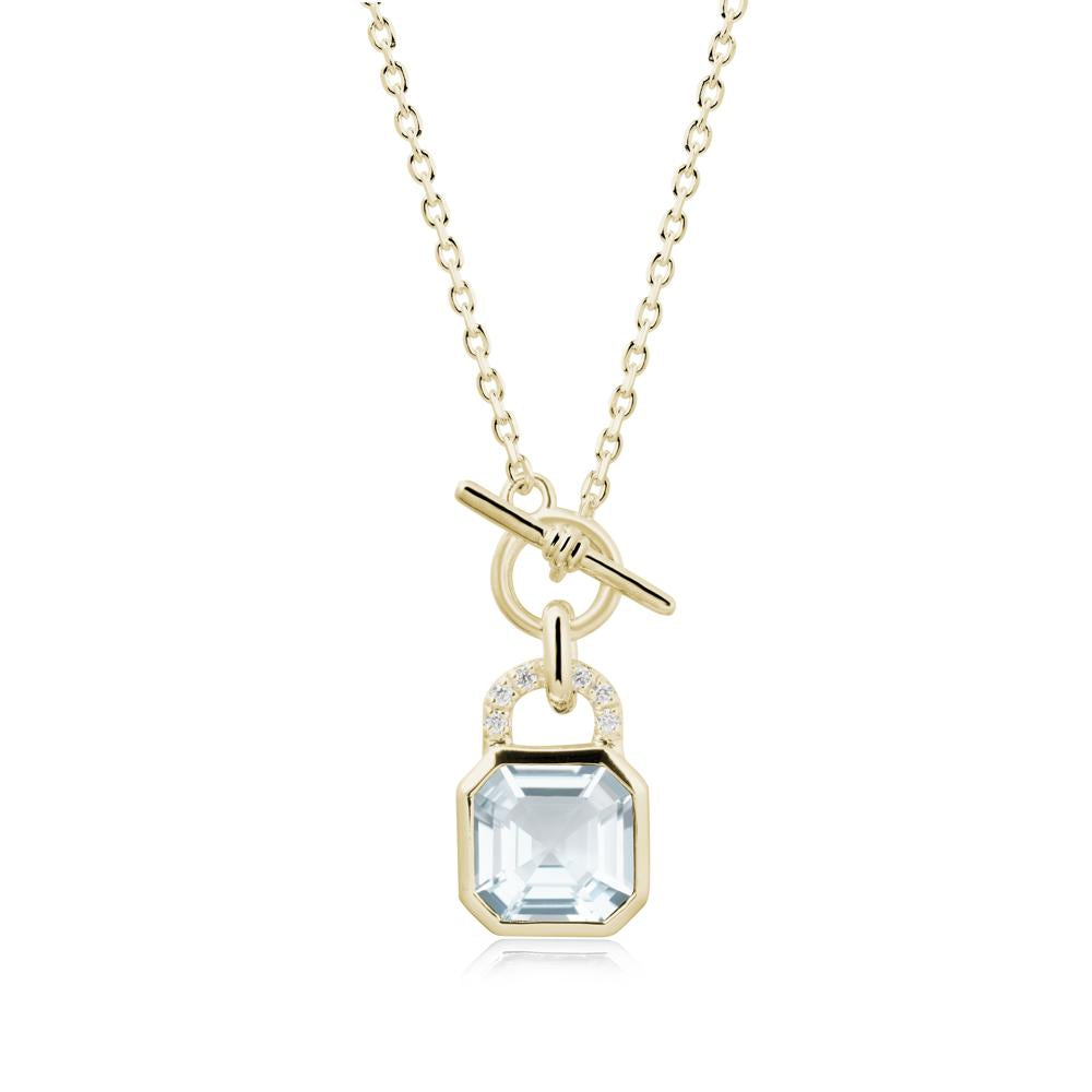 Openable Lock Aquamarine Pendant Necklace - LUO Jewelry #metal_14k yellow gold