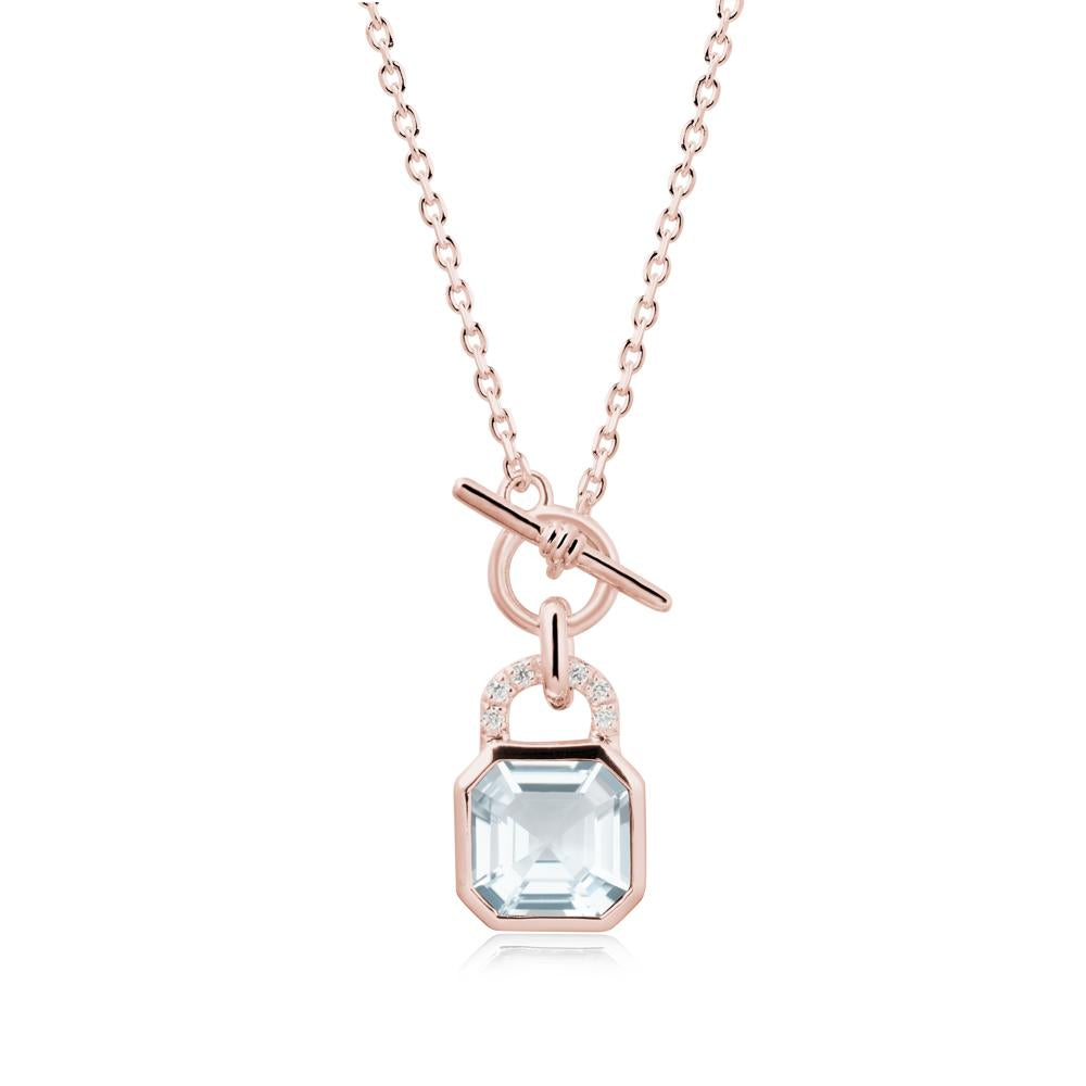 Openable Lock Aquamarine Pendant Necklace - LUO Jewelry #metal_18k rose gold