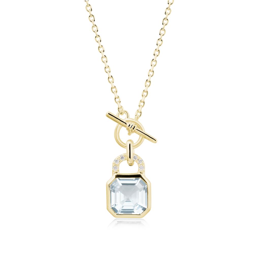 Openable Lock Aquamarine Pendant Necklace - LUO Jewelry #metal_18k yellow gold
