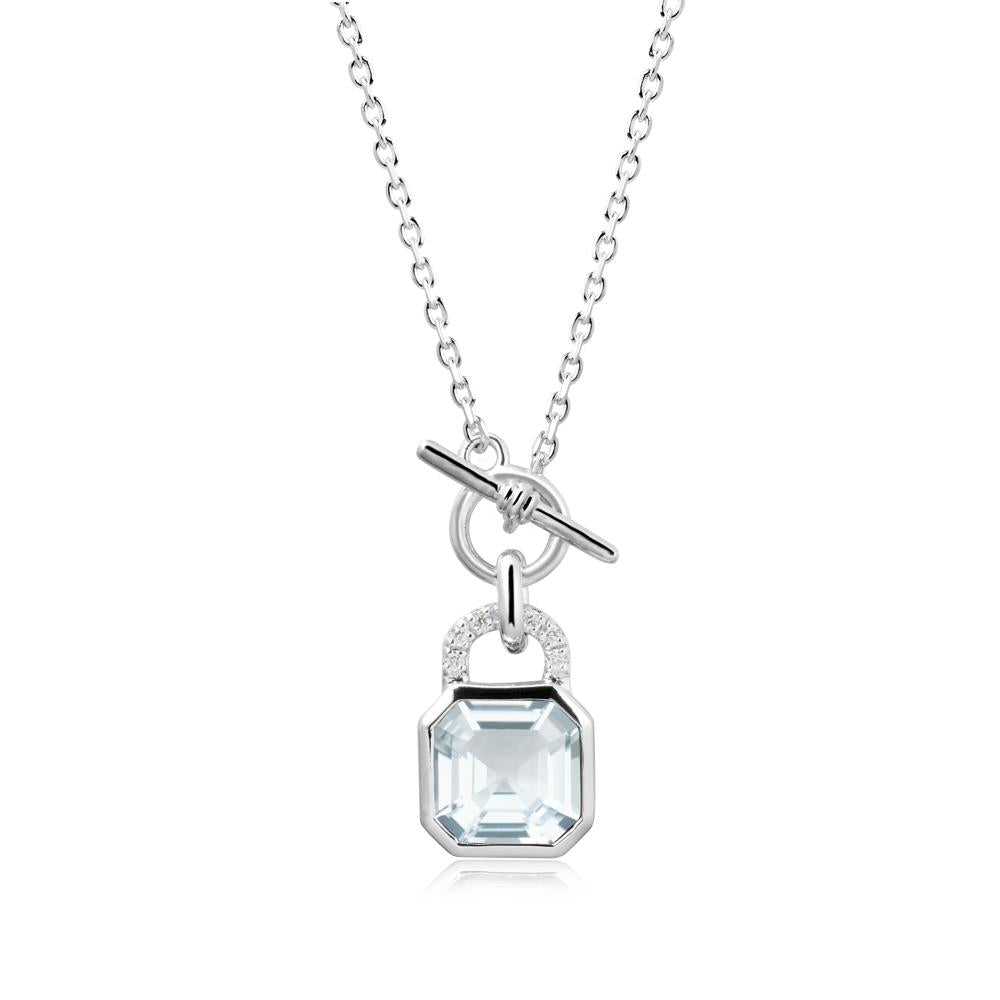 Openable Lock Aquamarine Pendant Necklace - LUO Jewelry #metal_sterling silver