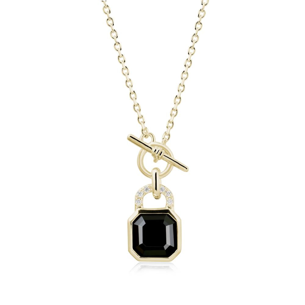 Bezel Black Spinel Toggle Necklace - LUO Jewelry #metal_14k yellow gold
