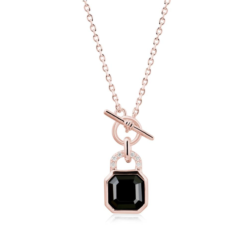 Bezel Black Spinel Toggle Necklace - LUO Jewelry #metal_18k rose gold