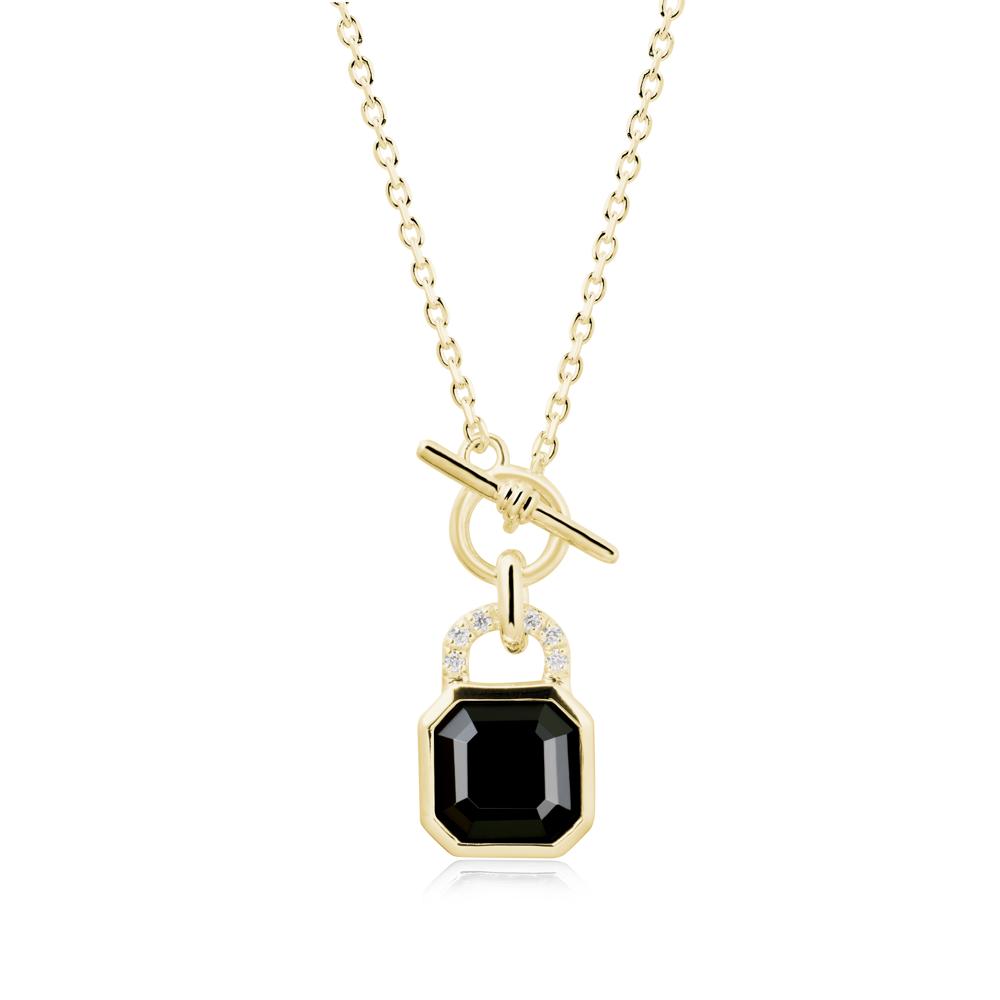 Bezel Black Spinel Toggle Necklace - LUO Jewelry #metal_18k yellow gold