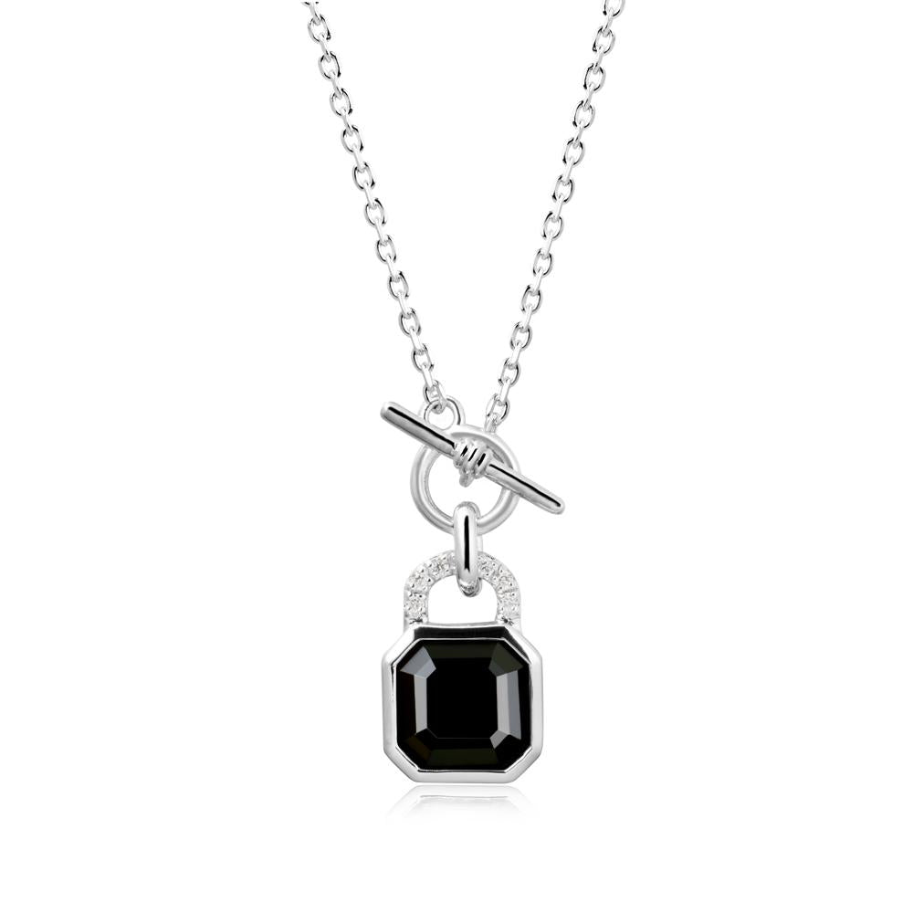 Bezel Black Spinel Toggle Necklace - LUO Jewelry #metal_sterling silver