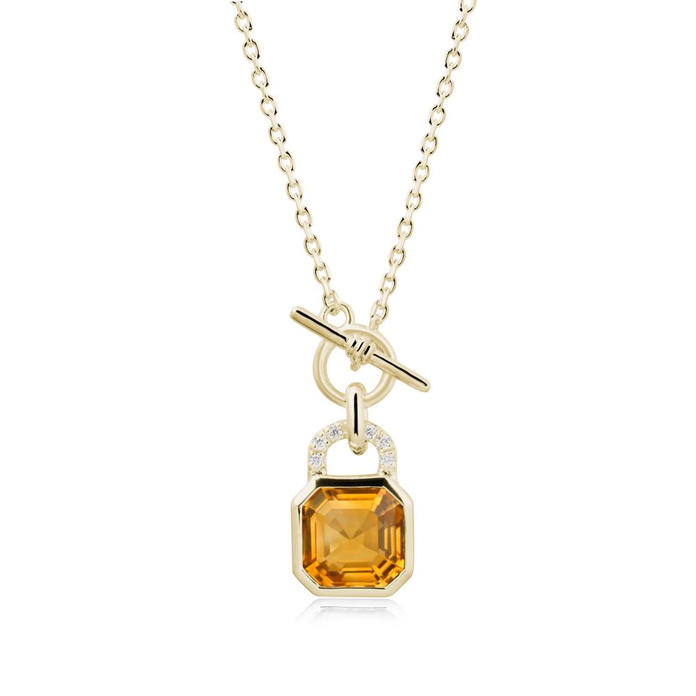 Citrine Lock Pendant Necklace with Openable Toggle - LUO Jewelry #metal_14k yellow gold
