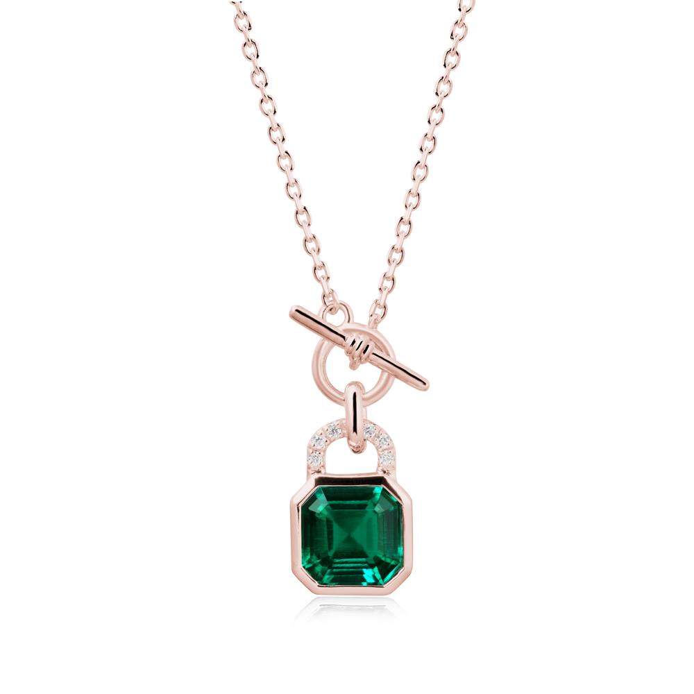 Openable Lock Emerald Pendant Necklace - LUO Jewelry #metal_18k rose gold