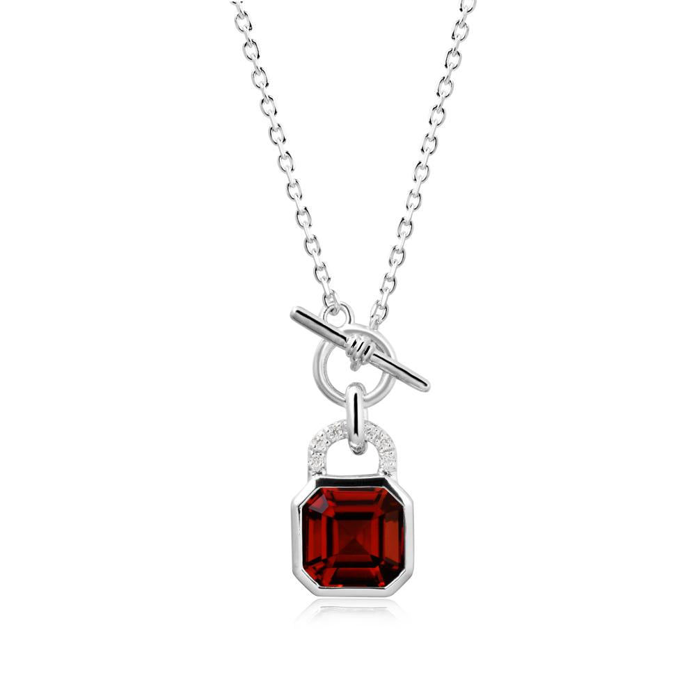 Asscher Cut Garnet Toggle Necklace - LUO Jewelry #metal_sterling silver