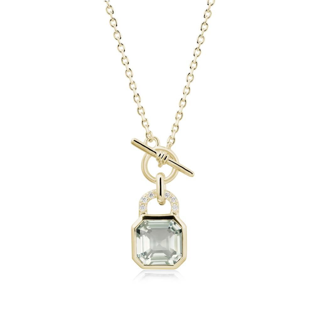 Bezel Green Amethyst Toggle Necklace - LUO Jewelry #metal_14k yellow gold