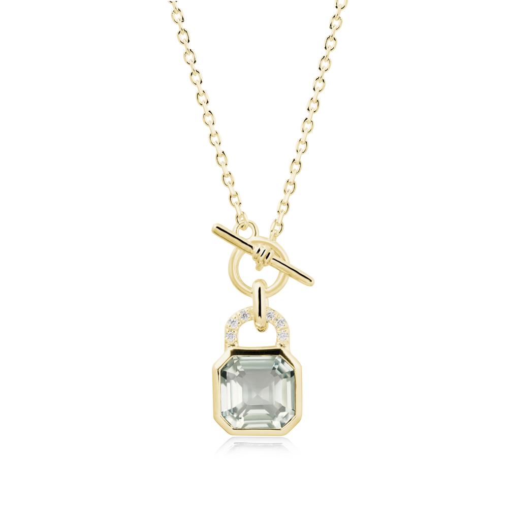 Bezel Green Amethyst Toggle Necklace - LUO Jewelry #metal_18k yellow gold