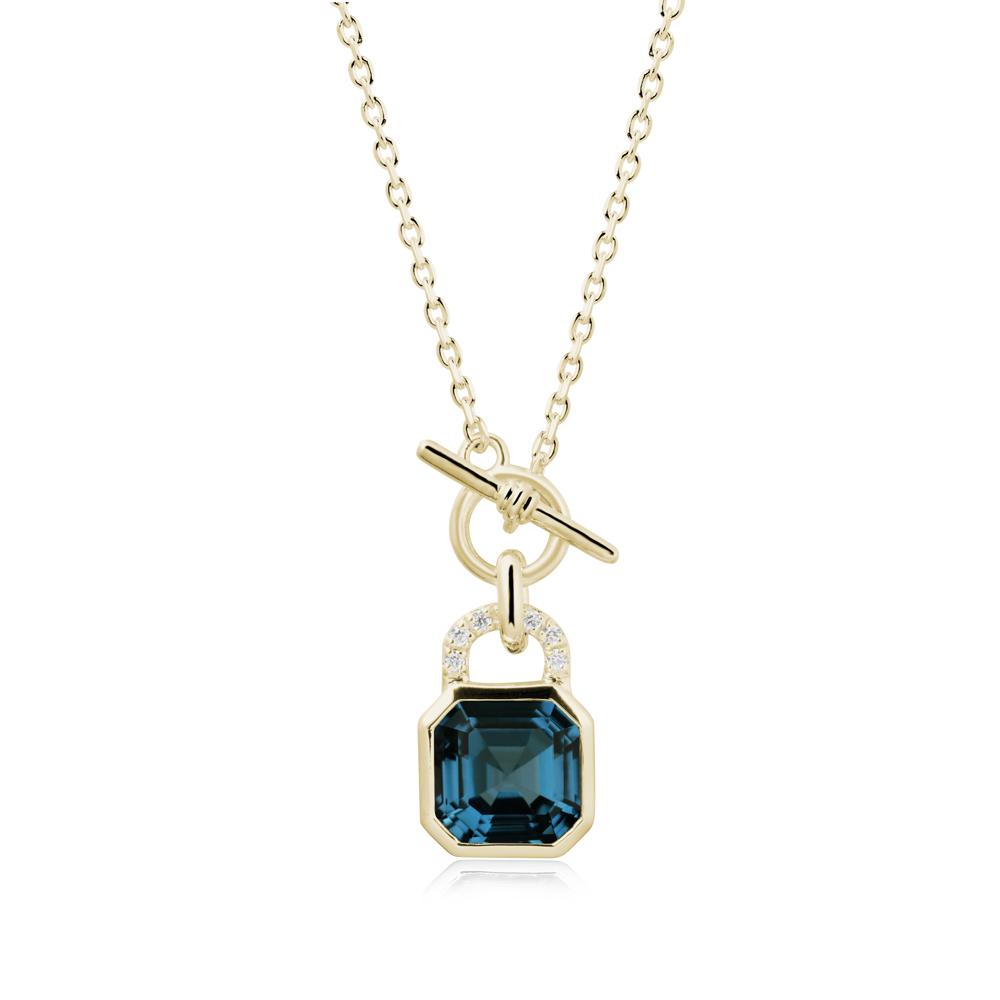 Openable Lock London Blue Topaz Pendant Necklace - LUO Jewelry #metal_14k yellow gold