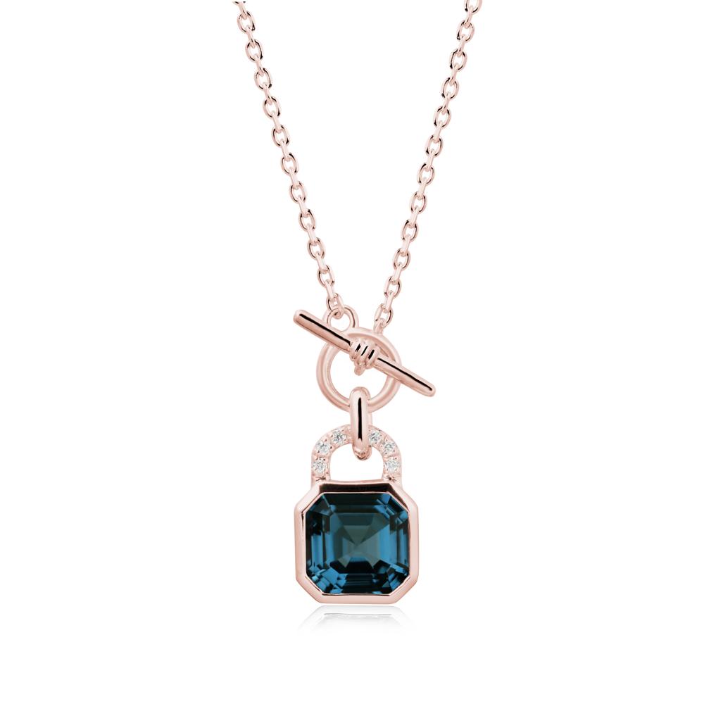 Openable Lock London Blue Topaz Pendant Necklace - LUO Jewelry #metal_18k rose gold