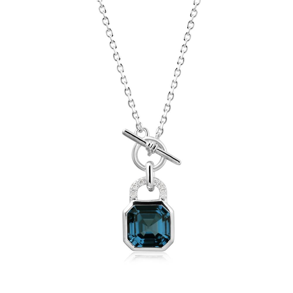 Openable Lock London Blue Topaz Pendant Necklace - LUO Jewelry #metal_18k white gold