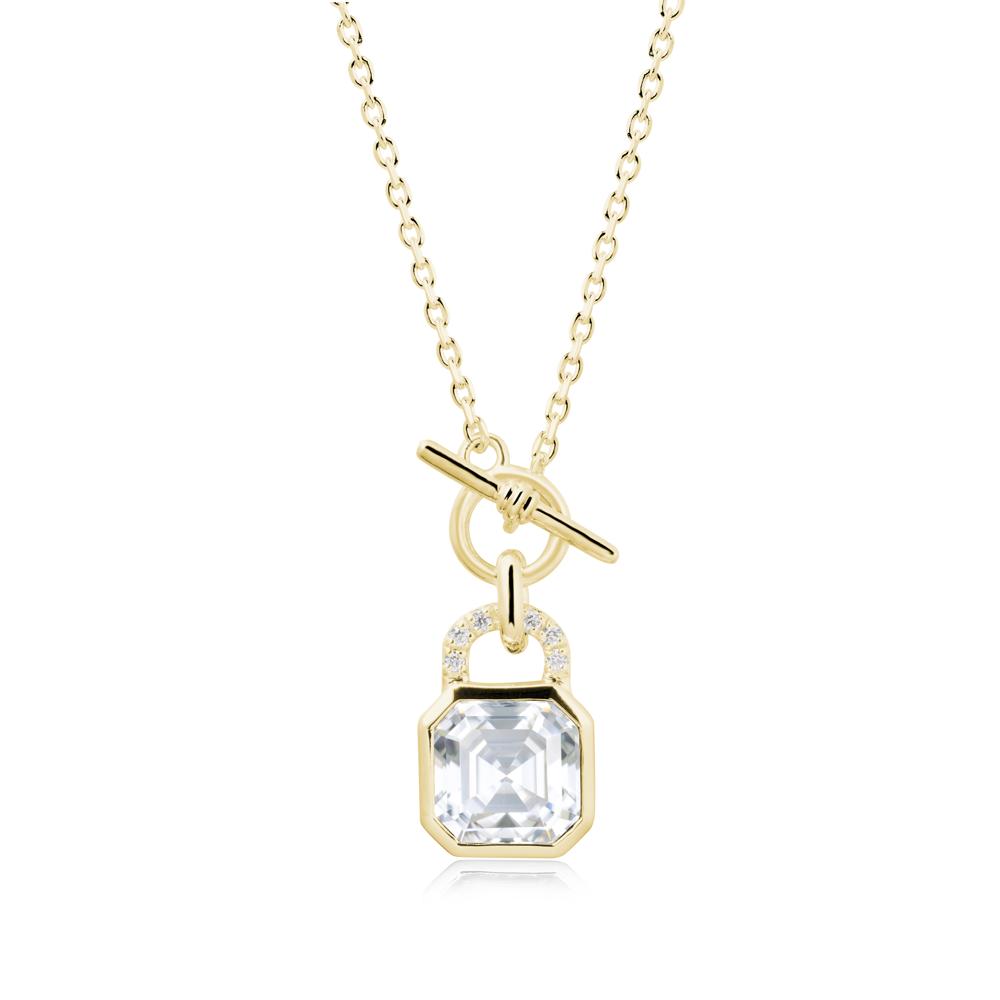 Asscher Cut Moissanite Toggle Necklace - LUO Jewelry #metal_18k yellow gold