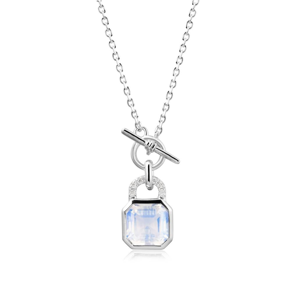 Bezel Moonstone Toggle Necklace - LUO Jewelry #metal_18k white gold