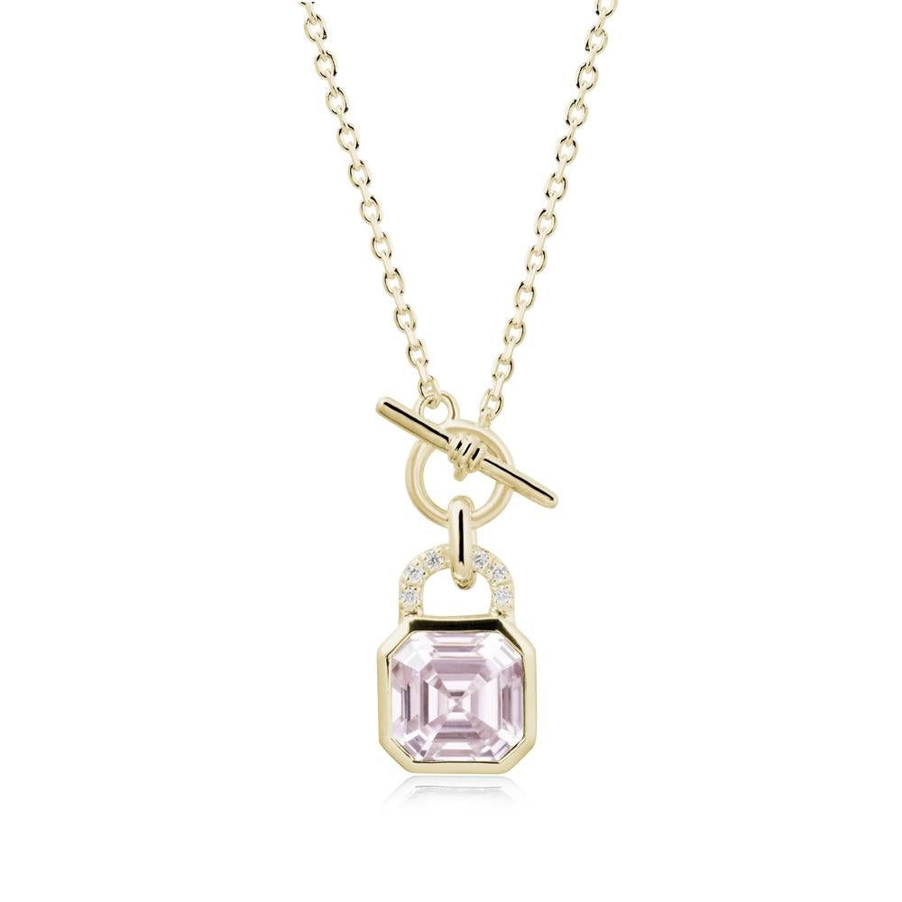 Openable Lock Pink Cubic Zirconia Pendant Necklace - LUO Jewelry #metal_14k yellow gold