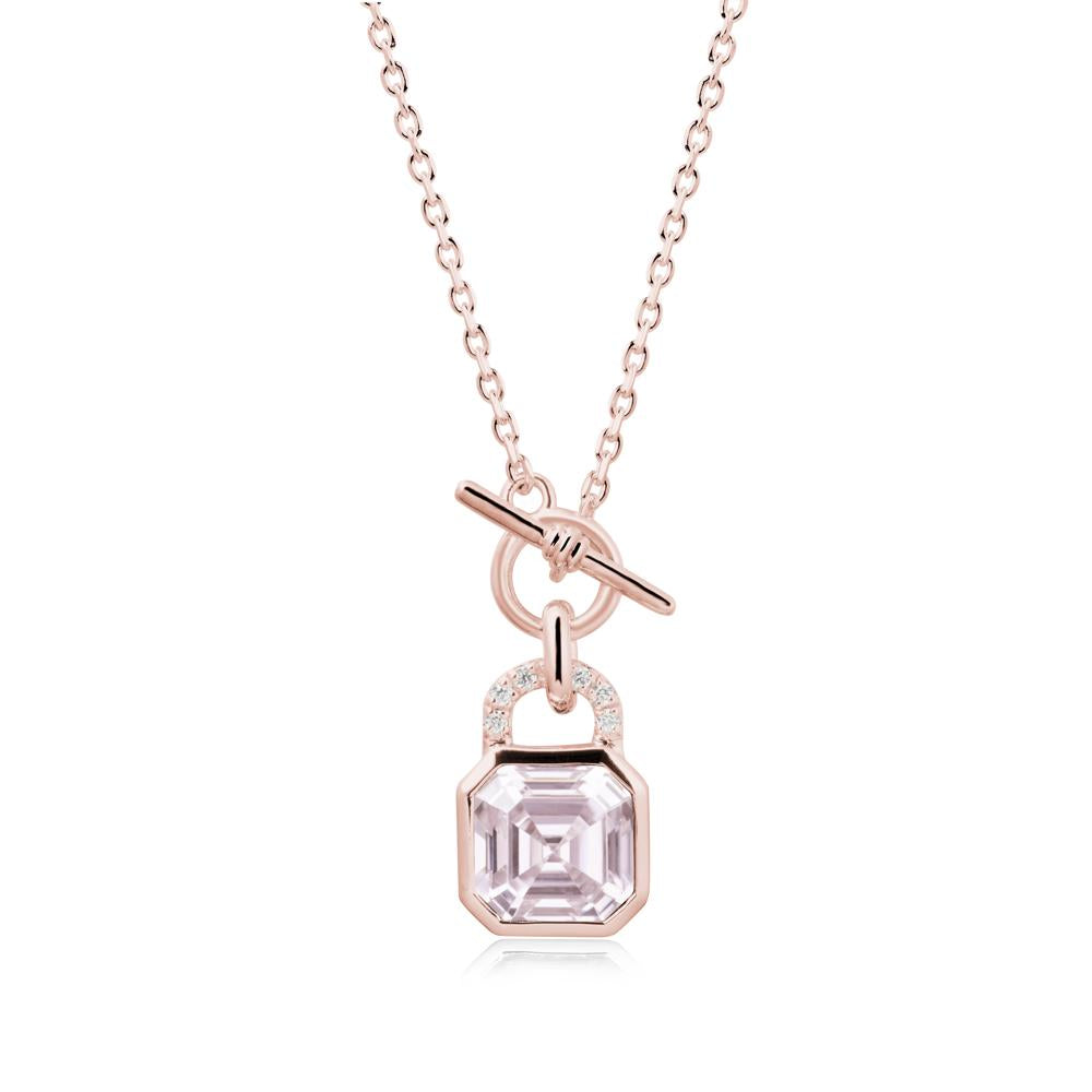 Openable Lock Pink Cubic Zirconia Pendant Necklace - LUO Jewelry #metal_18k rose gold