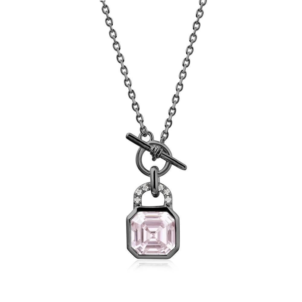 Openable Lock Pink Cubic Zirconia Pendant Necklace - LUO Jewelry #metal_black finish sterling silver