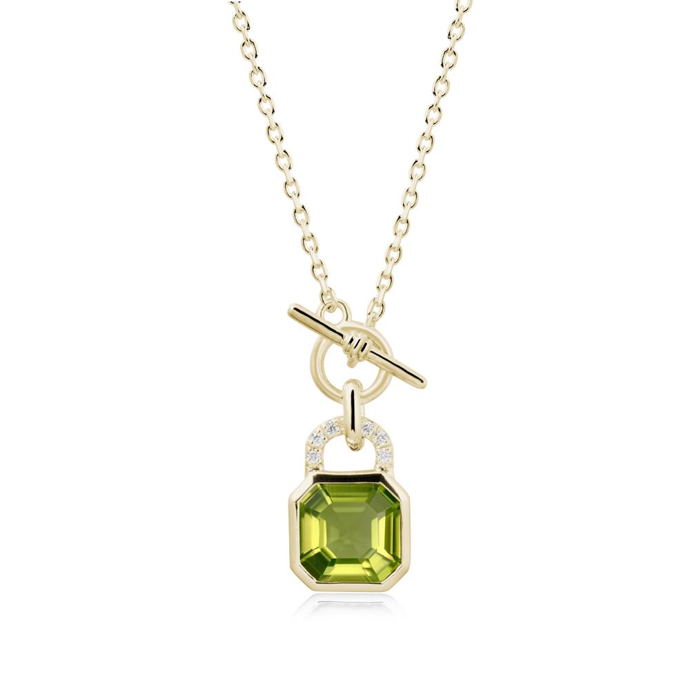 Asscher Cut Peridot Toggle Necklace - LUO Jewelry #metal_14k yellow gold