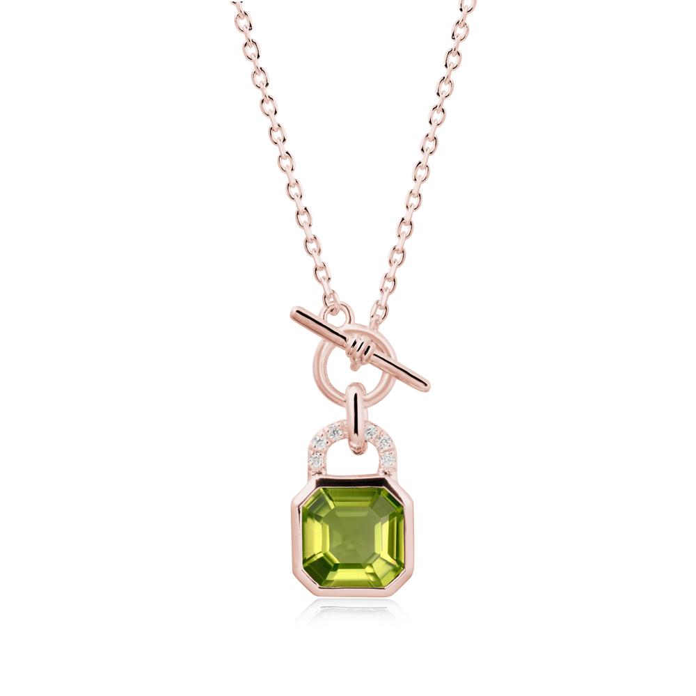 Asscher Cut Peridot Toggle Necklace - LUO Jewelry #metal_18k rose gold