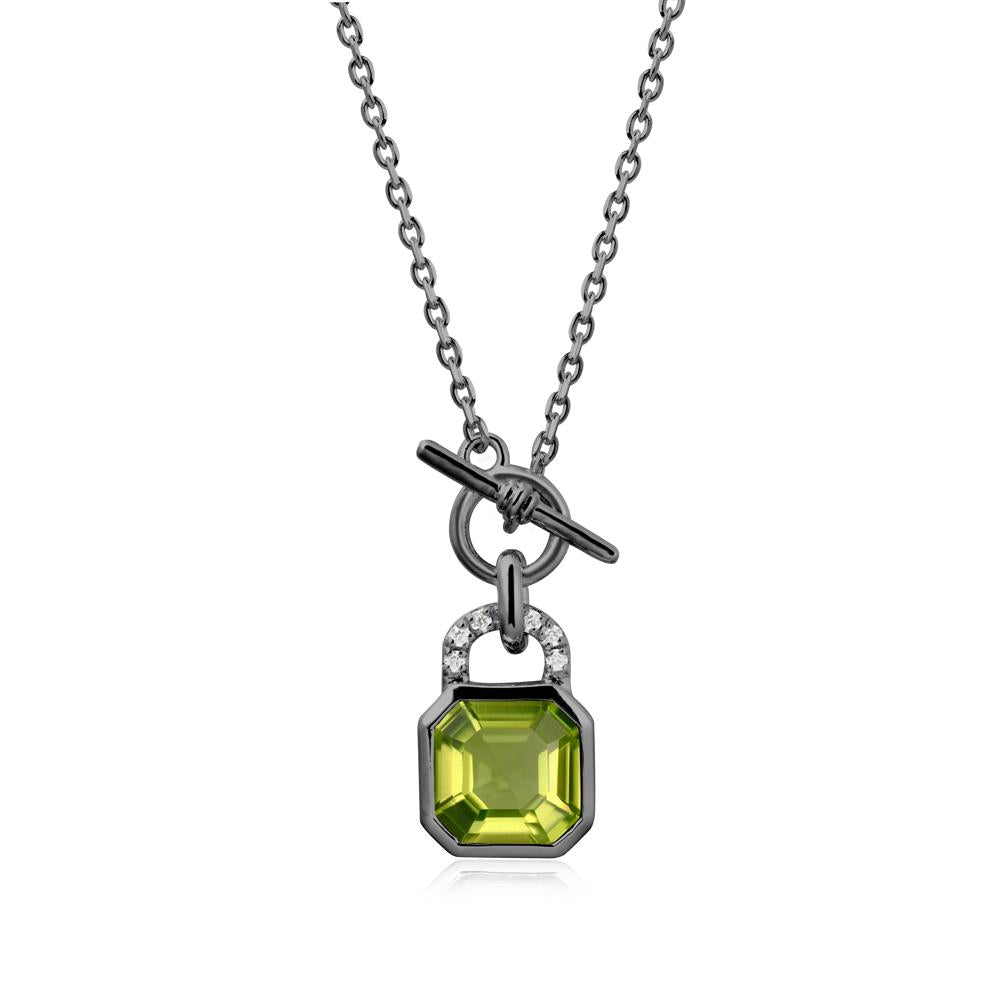 Asscher Cut Peridot Toggle Necklace - LUO Jewelry #metal_black finish sterling silver