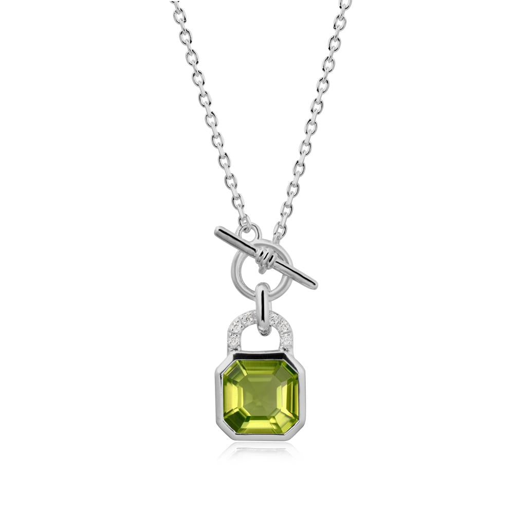 Asscher Cut Peridot Toggle Necklace - LUO Jewelry #metal_platinum