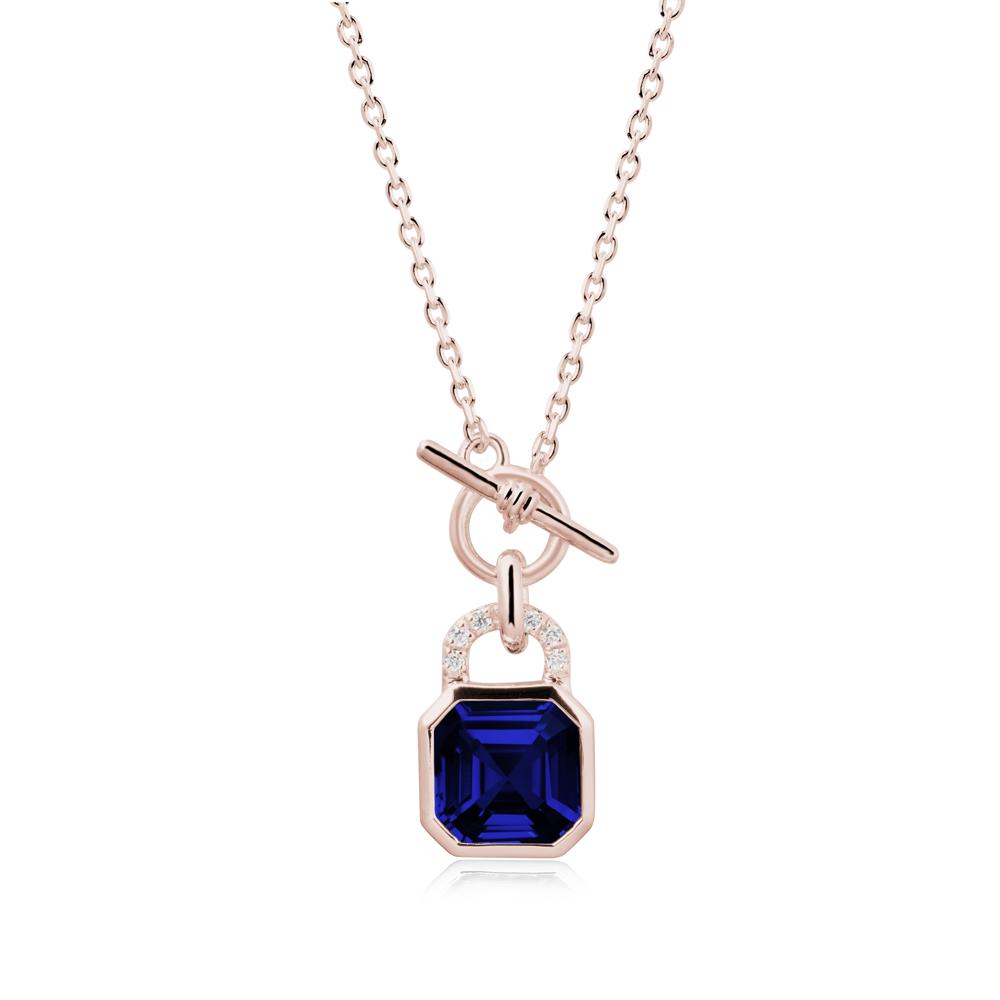 Openable Lock Sapphire Pendant Necklace - LUO Jewelry #metal_14k rose gold