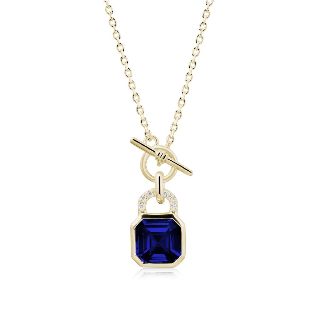 Openable Lock Sapphire Pendant Necklace - LUO Jewelry #metal_14k yellow gold