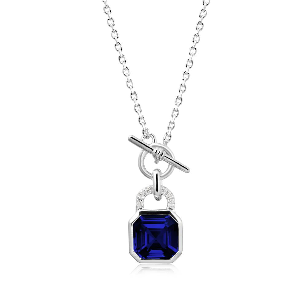 Openable Lock Sapphire Pendant Necklace - LUO Jewelry #metal_18k white gold